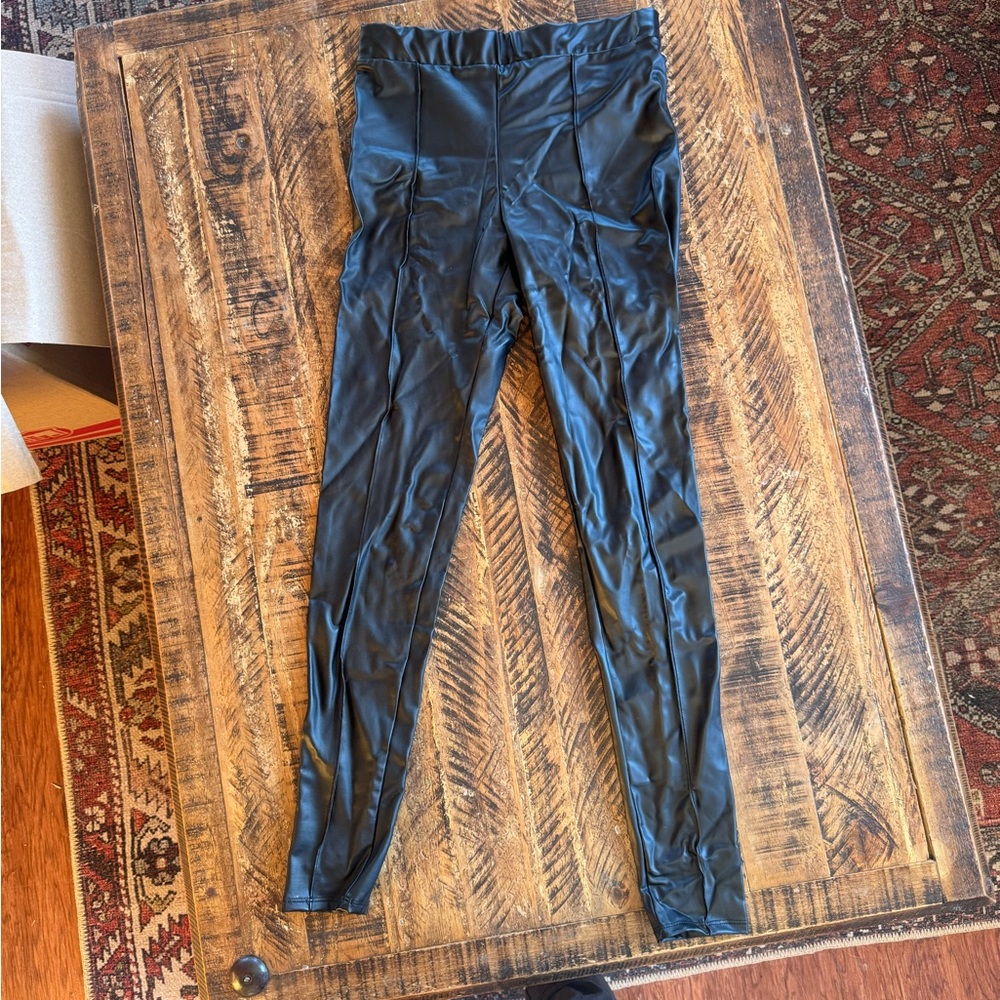 Fashion Nova Shiny Black Faux Leather Leggings